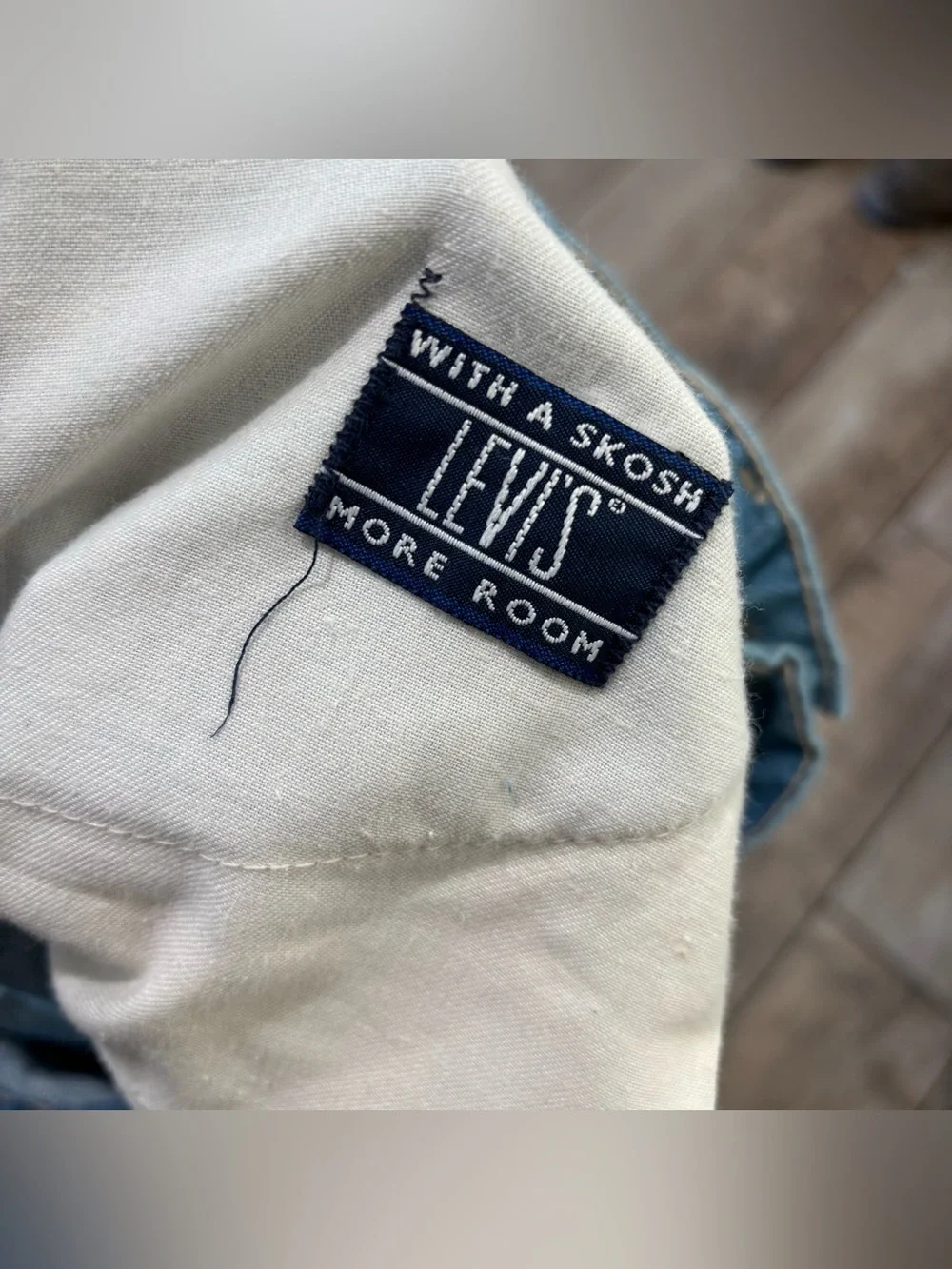 Vintage Levis With a Skosh More Room 34x30 White Tab Label USA Light Wash